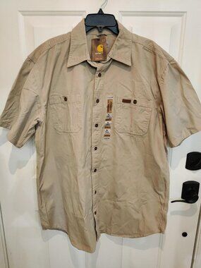Carhartt Men's Original Fit Trade Khacki Short Sleeve Button Front XL Tall